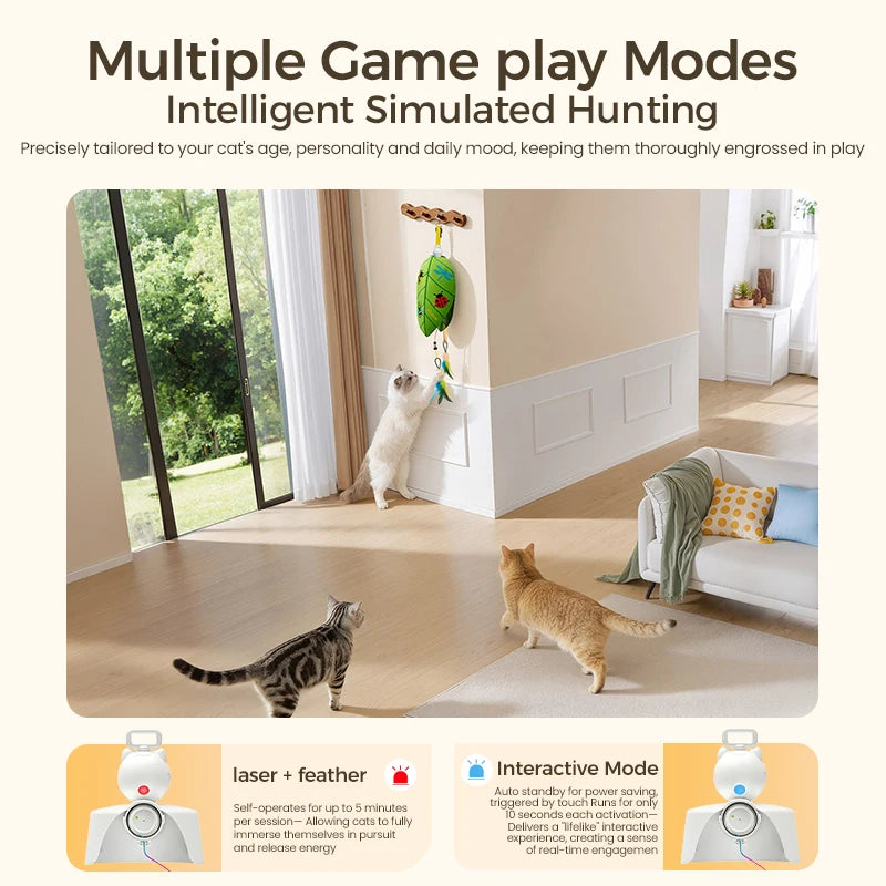 Novu Electric Laser & Feather Cat Toy — Automatic 2-in-1